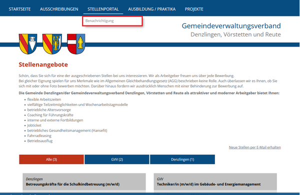 Men� - Stellenportal