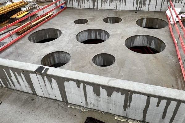 Dach�ffnungen Aula, Ansicht vom Dach